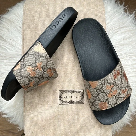 Gucci Shoes Nwt Gucci Gg Supreme Strawberry Cherry Slides Full Set Poshmark
